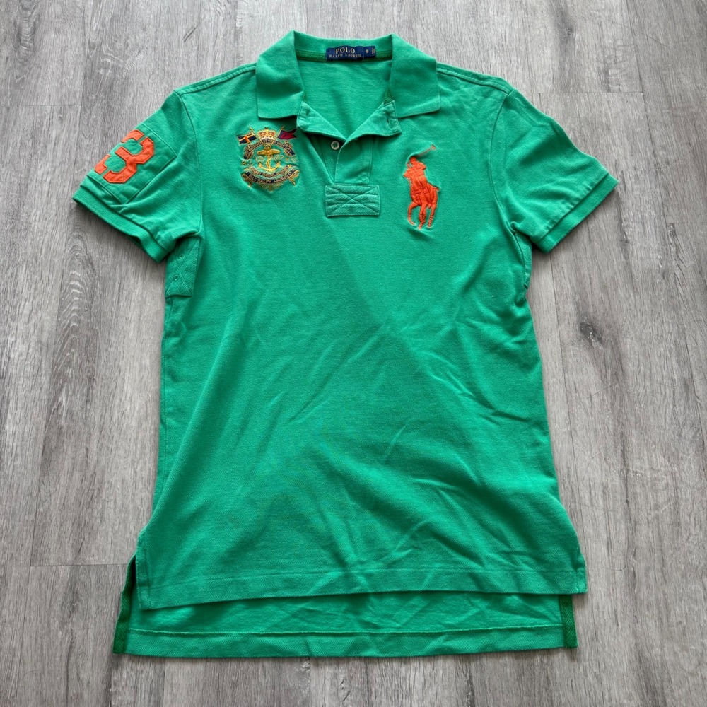 Polo Ralph Lauren Mens Green Big Pony Crest Polo Shirt Small Short Sleeve fitted